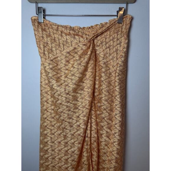 Ramy Brook Gaia Fringe Swim Cover-Up Skirt S Orange/Gold Elastic Waist Pull On - Picture 12 of 16